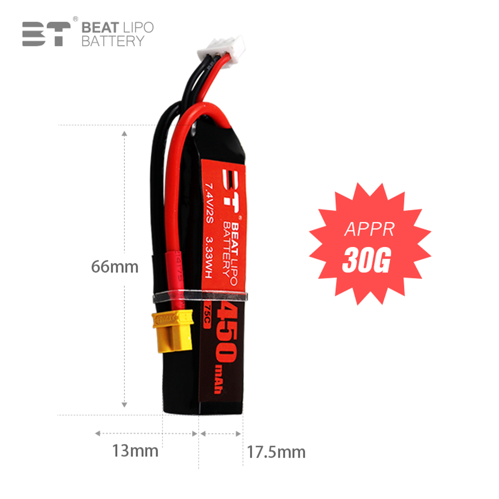 BEAT 2S 7.4V 450mAh 75C LiPo B - Drone Rc Race 评论和价格