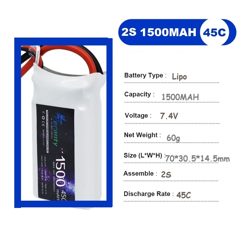 2PCS 7.4V Lipo 2S Battery 1500 - Drone Rc Race 评论和价格