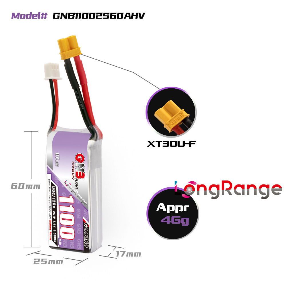 GNB 1100mAh 2S 3S 4S 6S 60C/12 - Drone Rc Race 评论和价格
