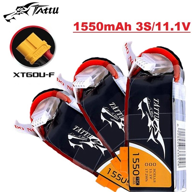TATTU 3S 11.1V 1550mAh 75C LiP - Drone Rc Race 评论和价格